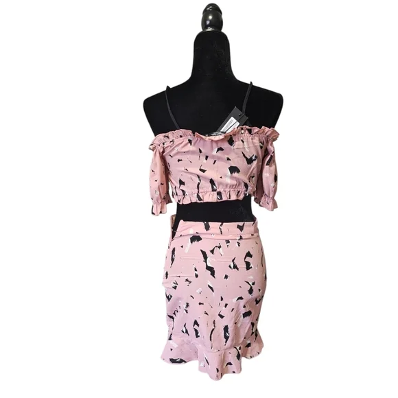 NWT Nasty Gal Leave Your Mark Crop Top And Ruched Skirt Set Size 2 - Picture 3 of 10